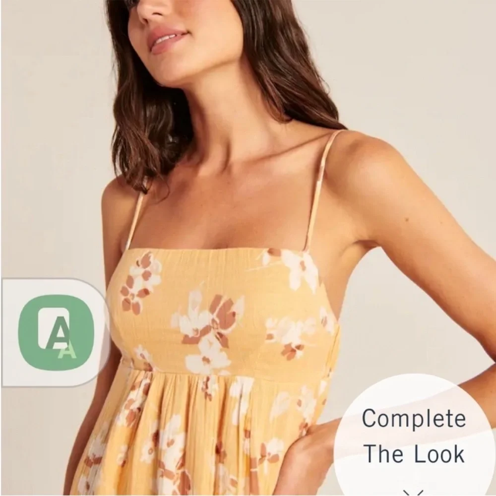 Abercrombie Yellow Floral Gauze Maxi Dress